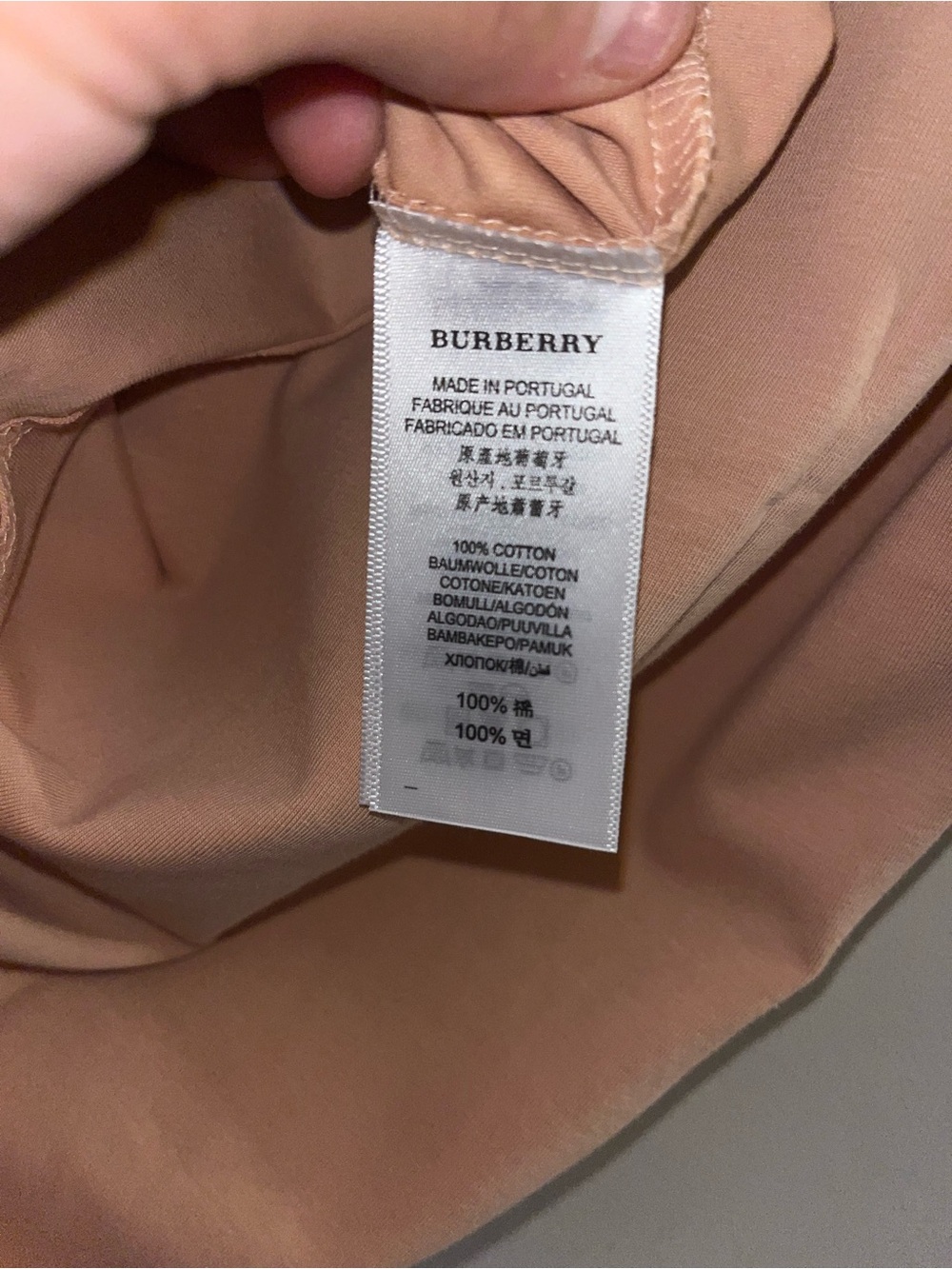 Burberry Pale Pink Short Sleeve Tee with Black Chest Motif - Picture 5 of 7